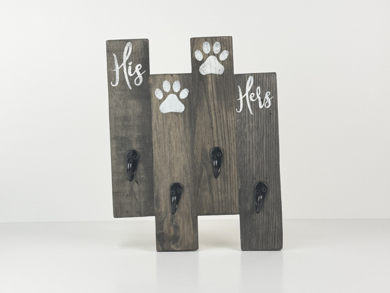 His & Hers Double Pupper's Leash Hanger | Gray Stain