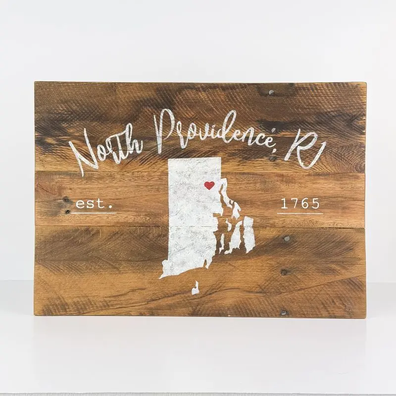 North Providence, RI | Town and State Sign | Light Brown Stain