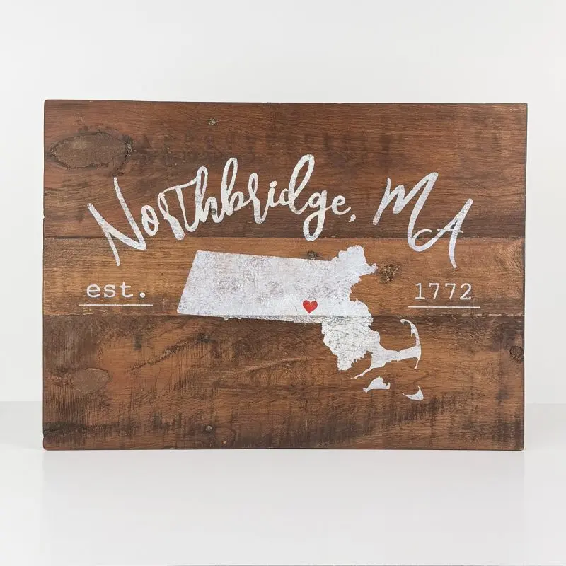 Northbridge, MA | Town and State Sign | Light Brown Stain